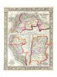 1860 Mitchell's Map of Peru, Ecuador, Venezuela, Columbia and Argentina
