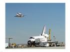 Endeavour on Runway with Columbia on SCA Overhead