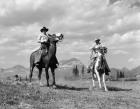 Pair Of Cowboys On Horseback At Glacier Fifty Mountain Camp