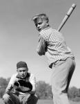 1950s Teen Boy At Bat
