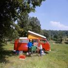 1970s Father And Son Cooking At Campsite