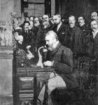 Engraving Of Alexander Graham Bell Making First Long Distance Telephone Call From New York To Chicago In 1892
