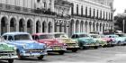 Cars Parked in Line, Havana, Cuba