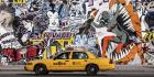 Taxi and Mural Painting in Soho, NYC