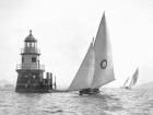 Sloop and Channel Pile Light on Sydney Harbour