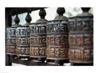 Close-up of prayer wheels, Kathmandu, Nepal