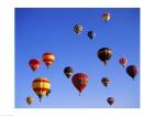 Low angle view of hot air balloons rising, Albuquerque International Balloon Fiesta, Albuquerque, New Mexico, USA