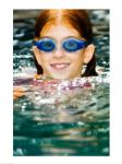 Close-up of a girl in a swimming pool