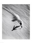 High angle view of a man skiing downhill