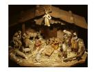 Close-up of figurines depicting a nativity scene