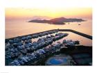 Sunrise over Peng Chau Island with Discovery Bay Marina in foreground, Hong Kong, China