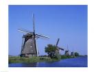 Windmills along a river, Kinderdike, Amsterdam, Netherlands