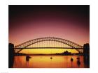 Silhouette of a bridge across a harbor, Sydney Harbor Bridge, Sydney, New South Wales, Australia