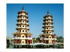 Facade of a pagoda, Dragon and Tiger Pagoda, Lotus Lake, Kaohsiung, Taiwan