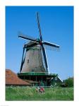 Windmill and Cyclists, Zaanse Schans, Netherlands
