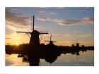 Silhouette, Windmills at Sunset, Kinderdijk, Netherlands