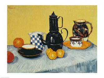 Still Life with Blue Enamel Coffeepot, Earthenware and Fruit | Obraz na stenu