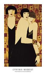 Three Women in Crimson Gold Mosaic | Obraz na stenu