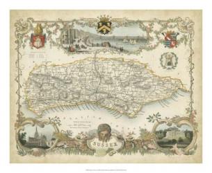 Map of Sussex | Obraz na stenu