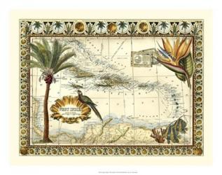 Tropical Map of West Indies | Obraz na stenu