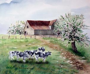 Cows and a Barn | Obraz na stenu