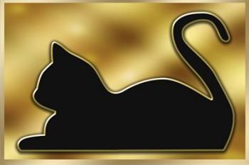 Cat on Gold Background | Obraz na stenu