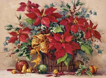 Festive Poinsettia Basket | Obraz na stenu