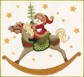 Santa On Rocking Horse | Obraz na stenu