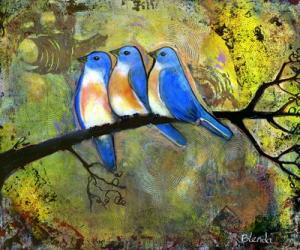 Three Little Bluebirds | Obraz na stenu