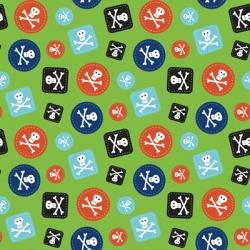 Pirate Badge Pattern Green | Obraz na stenu