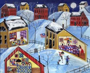 Winter Moon Quilter Village | Obraz na stenu