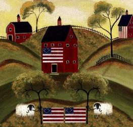 4th July Sheep Red Barns | Obraz na stenu