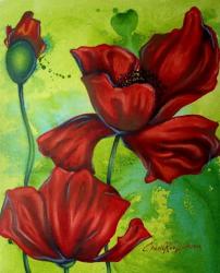 Red Poppies on Green | Obraz na stenu