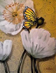White Poppy with Butterfly | Obraz na stenu