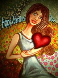 Valentines Day Woman with Heart | Obraz na stenu