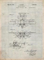 Amphibian Aircraft Patent - Antique Grid Parchment | Obraz na stenu