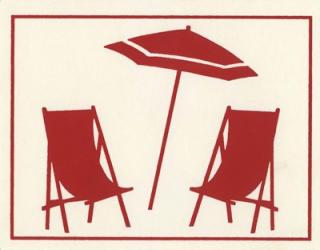 Red Umbrella & Chairs | Obraz na stenu