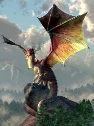 Yellow Winged Dragon | Obraz na stenu