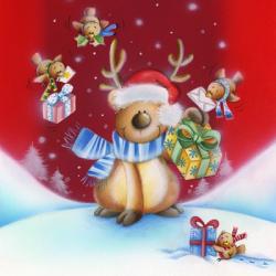 Birds Bearing Deer Christmas Gifts | Obraz na stenu
