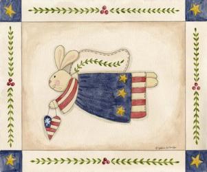 Patriotic Bunny Angel With Heart | Obraz na stenu