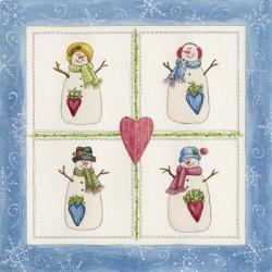 Four Snowmen With Heart Pockets | Obraz na stenu