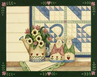 Bunnies, Watering Can With Quils | Obraz na stenu