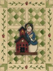 Snowwoman Teacher With Schoolhouse | Obraz na stenu