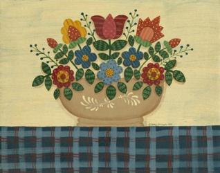 Multi-Colored Flowers With Dark Blue Tablecloth | Obraz na stenu