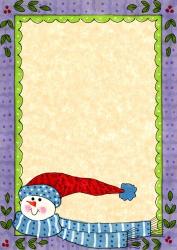 Bright Snowman W/Purple Border | Obraz na stenu