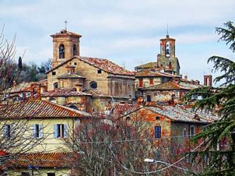 Panicale Rooftops and Church Spires | Obraz na stenu