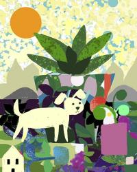 Collage With Dog And Plant | Obraz na stenu