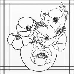 Poppy Bowl Lineart | Obraz na stenu