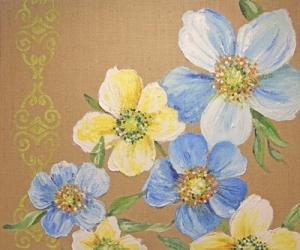 Spring Florals On Burlap - A | Obraz na stenu