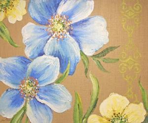 Spring Florals On Burlap - B | Obraz na stenu
